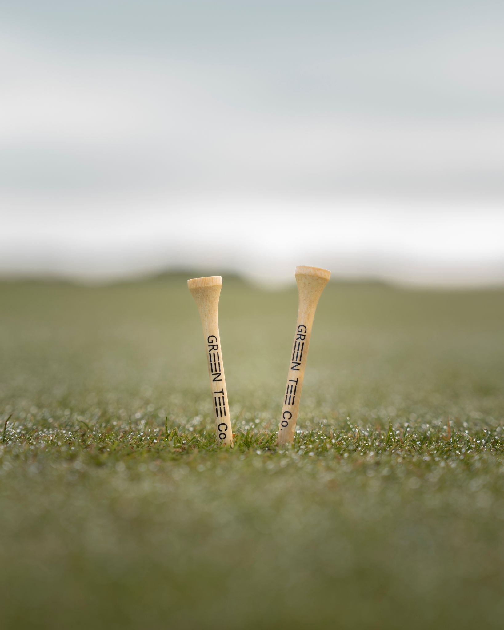 Two Green Tee Co bamboo tees standing in grass